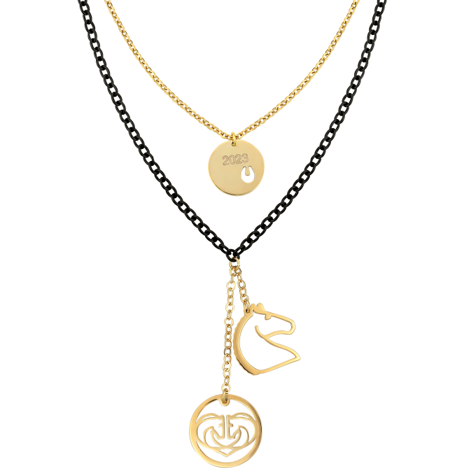 Handmade Lucky Charm 2023 Necklace with Double Chain 