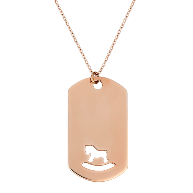 Toy Horse in an Impressive Plaque - Rose Gold Necklace