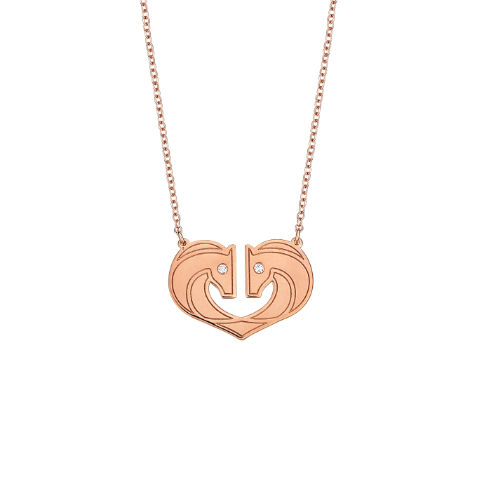 Two Horses One Heart Shiny - Rose Gold Necklace