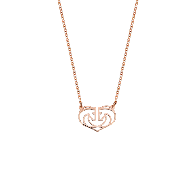 Two Horses One Heart Small - Rose Gold Necklace