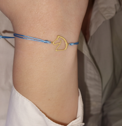 Baby Blue Horse - Yellow Gold Bracelet