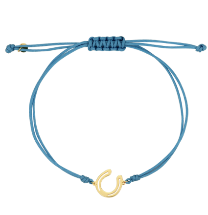 Baby Blue Small Horseshoe - Yellow Gold Bracelet
