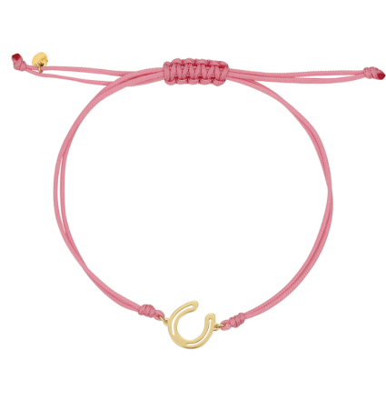 Baby Pink Small Horseshoe - Yellow Gold Bracelet