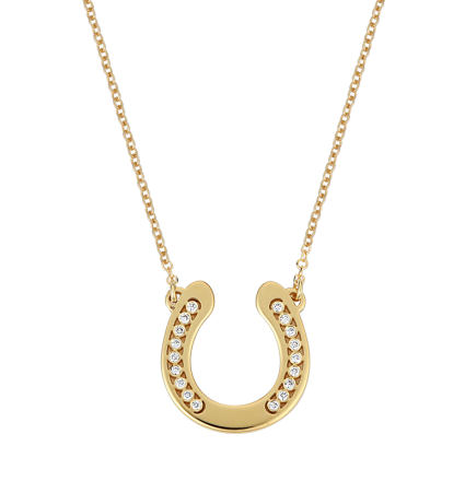 Diamond Big Horseshoe - Yellow Gold Necklace