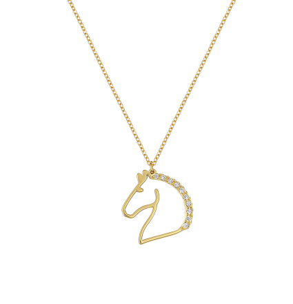 Diamond Horse - Yellow Gold Necklace