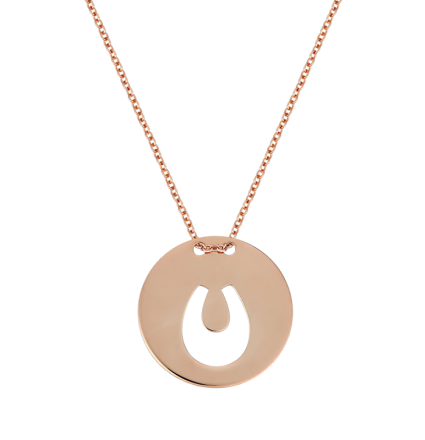 Horseshoe in Round Plaque - Rose Gold Necklace