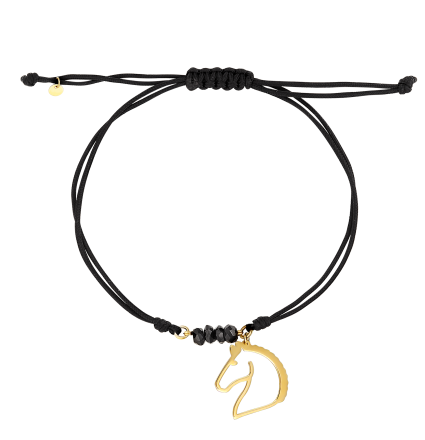 Nice and Easy Black Spinels-Horse Yellow Gold Bracelet