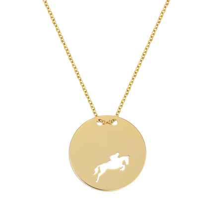 Show Jumping Amazon In Round Slab Yellow Gold Necklace