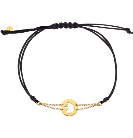 Horse In Circle - Yellow Gold Bracelet