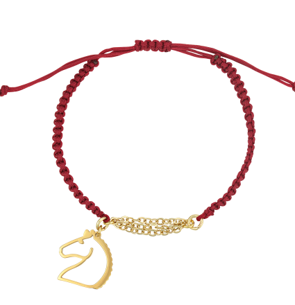 Handmade Lucky Charm 2023 Horse bracelet with Bordeaux Macramé