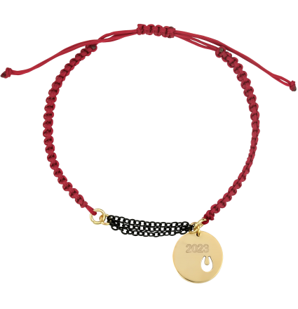 Handmade Lucky Charm 2023 Horseshoe bracelet with Bordeaux Macramé