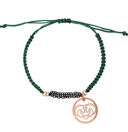 Handmade Lucky Charm 2023 Two Horses One Heart bracelet with Cypress Green Macramé