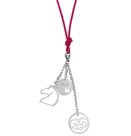 Handmade Lucky Charm 2023 Necklace with Fuchsia Cotton Cord