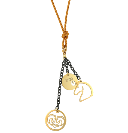 Handmade Lucky Charm 2023 Necklace with Golden Yellow Cotton Cord
