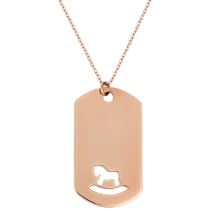 Toy Horse in an Impressive Plaque - Rose Gold Necklace