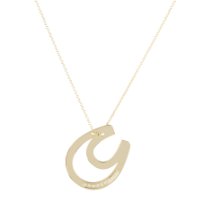 Diamond Double Horseshoe Yellow Gold Necklace / Equestrian / Equine