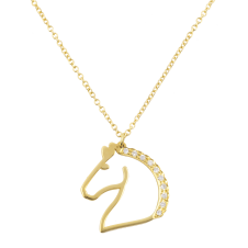 Diamond Horse Yellow Gold Necklace / Equestrian / Equine 