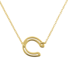 Small Horseshoe Yellow Gold Necklace / Equestrian / Equine 