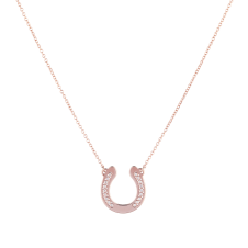 Diamond Big Horseshoe Pink Gold Necklace / Equestrian / Equine
