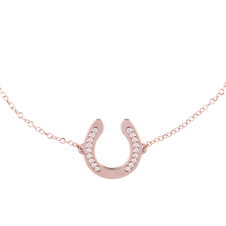 Diamond Big Horseshoe Pink Gold Bracelet / Equine / Equestrian