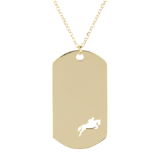Show Jumping Amazon in an Impressive Plaque Yellow Gold Necklace / Equestrian /Equine