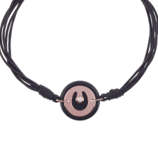 Precious and Easy Black Ceramic-Horseshoe Pink Gold Bracelet / Equine / Equestrian