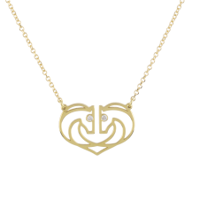 Two Horses One Heart Diamond Yellow Gold Necklace / Equestrian / Equine