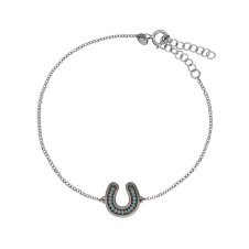 Blue Diamond Horseshoe Black Rhodium White Gold Bracelet / Equine / Equestrian