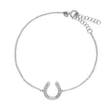 Diamond Big Horseshoe White Gold Bracelet / Equestrian / Equine 