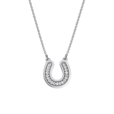 Diamond Horseshoe White Gold Necklace / Equestrian / Equine 