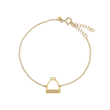 Diamond Stirrup Yellow Gold Bracelet / Equestrian / Equine