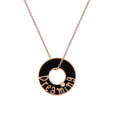 Dreaming Black Ceramic Pink Gold Necklace / Equestrian / Equine 