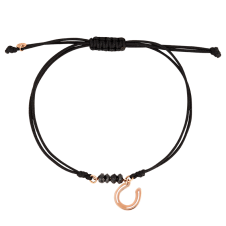 Nice and Easy Black Spinels-Horseshoe Pink Gold Bracelet / Equestrian / Equine