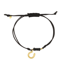Nice and Easy Black Spinels-Horseshoe Yellow Gold Bracelet / Equestrian / Equine 