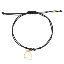 Nice and Easy Black Spinels-Stirrup Yellow Gold Bracelet / Equestrian / Equine
