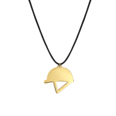 Nice and Easy Helmet Yellow Gold Necklace / Equestrian / Equine 
