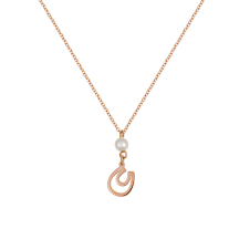Pearl and Horseshoe Pink Gold Necklace / Equestrian / Equine