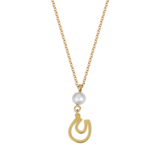 Pearl and Horseshoe Yellow Gold Necklace / Equestrian / Equine