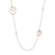 Pearls and Horseshoes Pink Gold Necklace / Equestrian / Equine