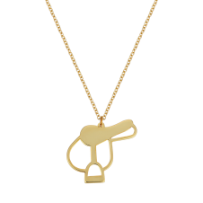 Saddle Yellow Gold Necklace / Equestrian / Equine