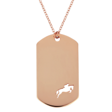 Show Jumping Amazon in an Impressive Plaque Pink Gold Necklace / Equestrian / Equine