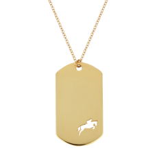 Show Jumping Amazon in an Impressive Plaque Yellow Gold Necklace / Equestrian /Equine 