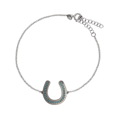 Blue Diamond Impressive Horseshoe Black Rhodium White Gold Bracelet / Equine / Equestrian