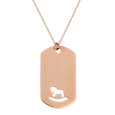 Toy Horse in an Impressive Plaque Pink Gold Necklace / Equestrian / Equine