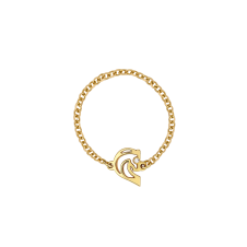 Two Horses One Heart In Half Diamond Yellow Gold Ring  / Equestrian / Equine