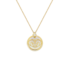 Two Horses One Heart On Mother of Pearl Diamond Yellow Gold Necklace / Equestrian / Equine