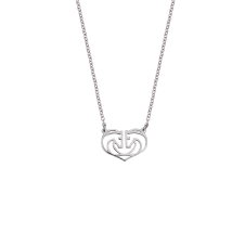 Two Horses One Heart Small White Gold Necklace / Equestrian / Equine